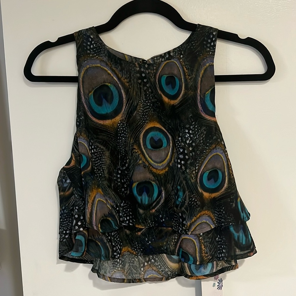 NWT Show Me Your Mumu- peacock double layered top